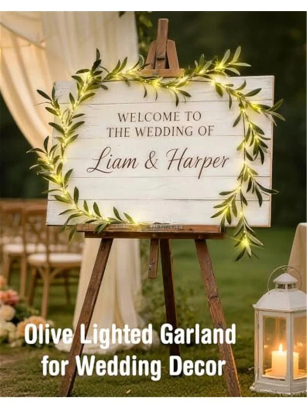 Lighted Olive Garland 6FT LED Artificial Greenery Mantel Table Decor Battery